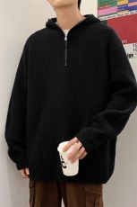 秋季新款港风日系复古纯色vibe潮流加厚套头连帽毛衣MY1498-P55，男装针织衫/毛衣，星座313A(原308A-2)