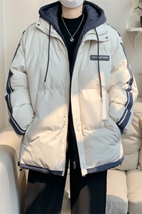 棉服男冬季新款港风宽松假两件连帽棉衣MF8587-特P78图片