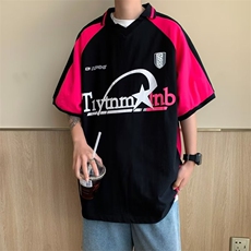 复古美式拼接撞色插肩袖polo衫男短袖夏宽松潮牌小众T恤ST140-P32，男装T恤，星座412