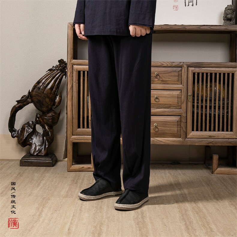 风男装宽松男士麻料休闲长裤KZ01P70,男装休闲裤,钱塘802