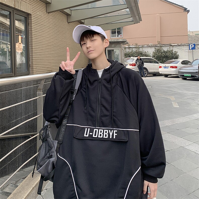 美式vibe高街半拉链卫衣男春秋ins潮牌设计感连帽外套WY548-P46,女装短外套,星座1008-2