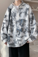 现货WY10083-特P45控88新款面料扎染高品质宽松立领卫衣，男装卫衣，电商A059