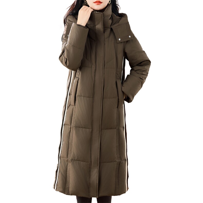 纯色直筒中长款2024年冬季新g标90白鸭绒羽绒服,女装羽绒服,初闻兮