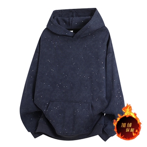 抖音得物品质二开美式高街加绒重磅水洗满天星扎染连帽卫衣W385JR图片