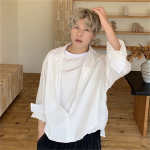 秋款男衬衫假两件设计长袖衬衣立领休闲个性小众上衣CS063 P55图片