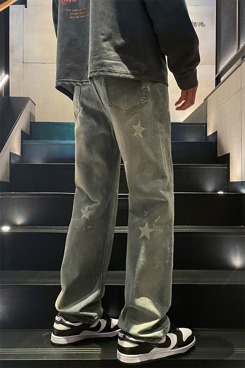 美式高街牛仔裤男女潮牌个性显高ins休闲裤B381-1/756P58,男装牛仔裤,电商B381-1