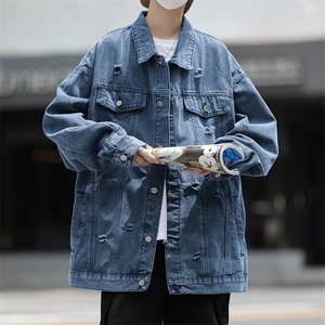 A742-P66 日系cityboy破洞牛仔外套男2023秋季美式复古潮牌夹克图片