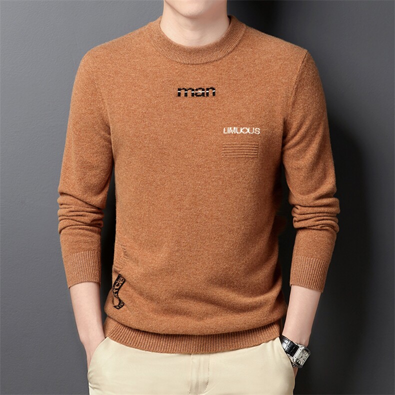 21秋冬纯羊毛针织衫新款中青年男士休闲百搭时尚毛衣DDD232-P180，男装针织衫/毛衣，电商B212（原钱塘6029）