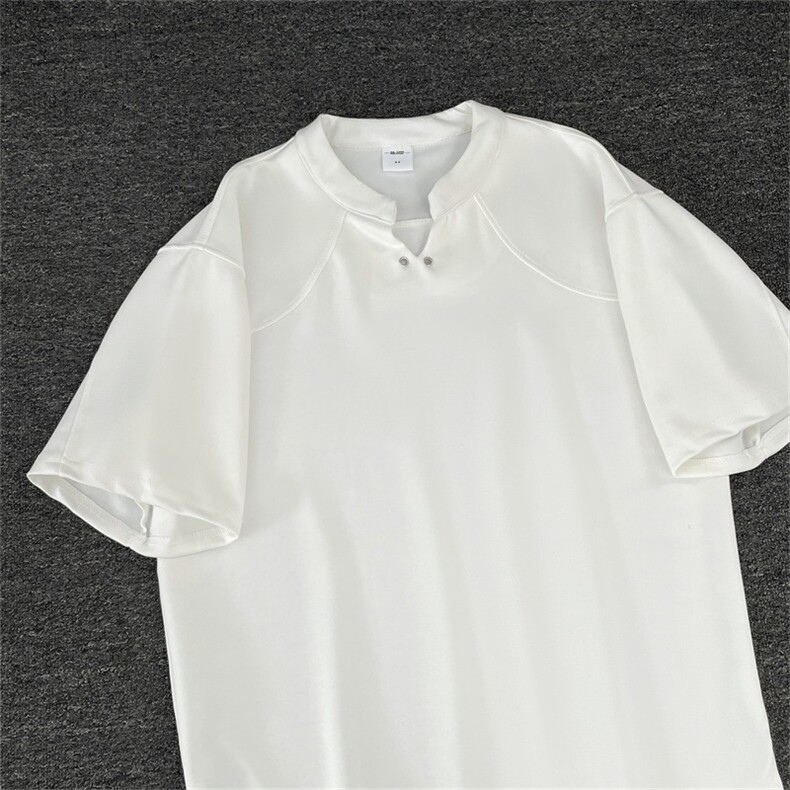 美式高级感V领短袖T恤男女夏季宽松简约半袖打底衫潮-T1699,男装T恤,星座601-1