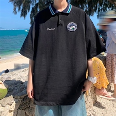 青春流行POLO衫新款宽松型日系时尚夏季潮五分袖男2023潮流，男装T恤，星座716-4