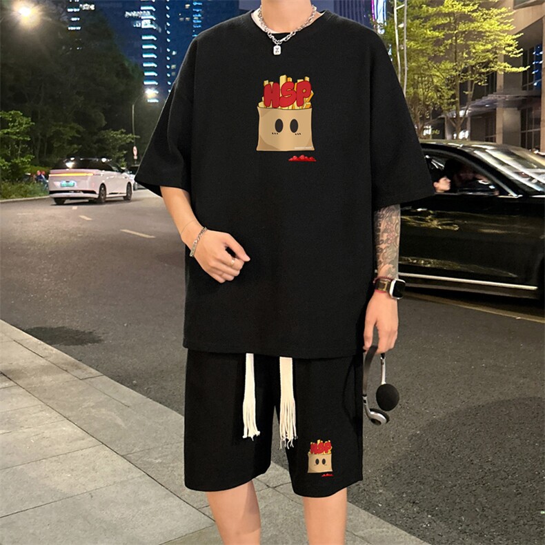 套装！华夫格套装短袖T恤短裤男TZ182-特P38,男装T恤,电商B367