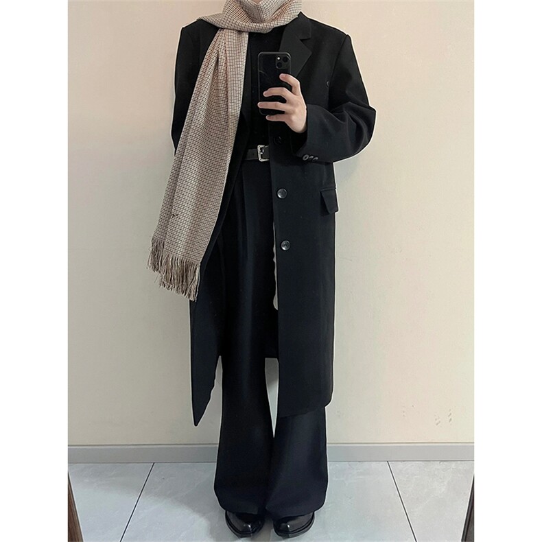 已下单~秋冬新款西装领垫肩毛呢大衣过膝长款风衣外套Y975-P125，男装西服套装，星座1004-3