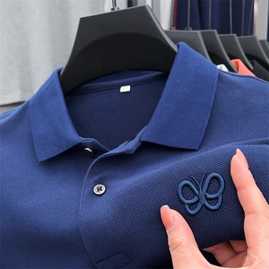 男士棉质长袖t恤高端刺绣polo衫翻领爸爸装春秋季潮流体恤上衣服,男装Polo衫,电商B212（原钱塘6029）