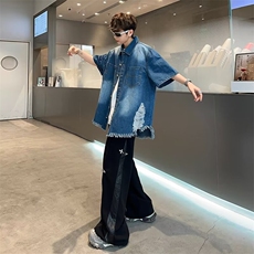 夏季短袖牛仔夹克男ins潮牌港风小众设计外套JC916P50，男装夹克，星座1116-2