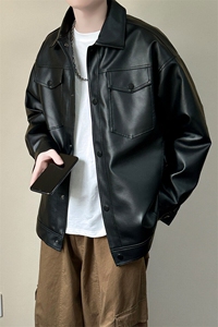 现货 春装皮衣外套男时尚机车服休闲皮夹克-A607 -P90 加绒-P100图片