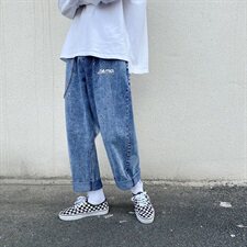 秋季男式泼漆墨复古雪花牛仔裤特别的绿色牛仔703，男装牛仔裤，星座703