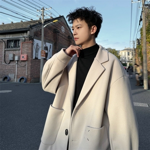 加绒加厚毛呢大衣西装外套潮504-F61-P75控118（加绒P85控128）图片