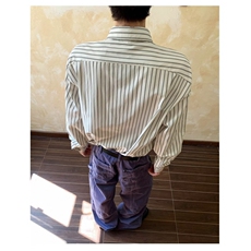 JY772-P43复古条纹衬衫男长袖高级感修身美式做旧蓝色休闲衬衣，男装衬衫，星座1501-3