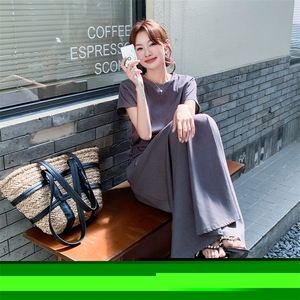 2D080新款！！！时尚减龄显瘦星空灰套装两件套,大码女装,2D080