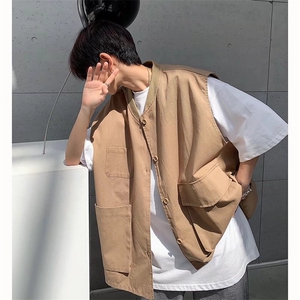 男春季新款韩版潮流纯棉双层马甲M623P42图片