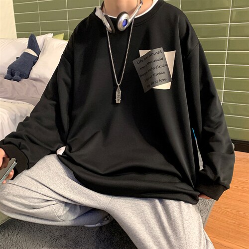 7XL-M码长袖卫衣男2023春季新款港风大码宽松潮上衣加肥加大码图片