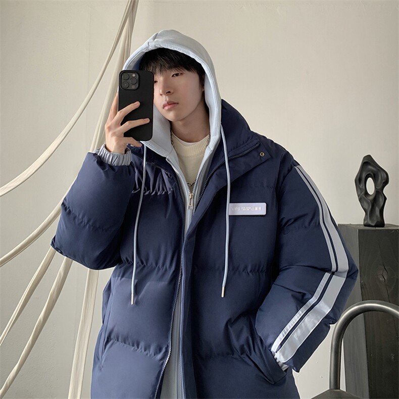现货 抖音得物供视频 三防加厚羽绒假两件连帽棉衣外套棉服MY8082图片