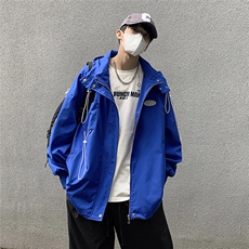 克莱因蓝外套男中性风休闲宽松抽绳装饰大码M-5XL夹克男JK7569P75，男装夹克，星座227-7