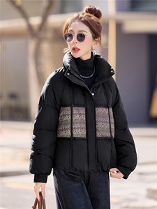 休闲立领拼接宽松短款羽绒服女加厚保暖2025冬季新款图片