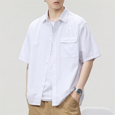 日系纯棉短袖衬衫重磅水洗男上衣外套A329-Z938-P65，男装衬衫，电商A329