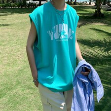 抖音供货、180克现货全棉印花背心宽松无袖T恤D223A-BX2205-P20,男装背心/马甲,电商019-1