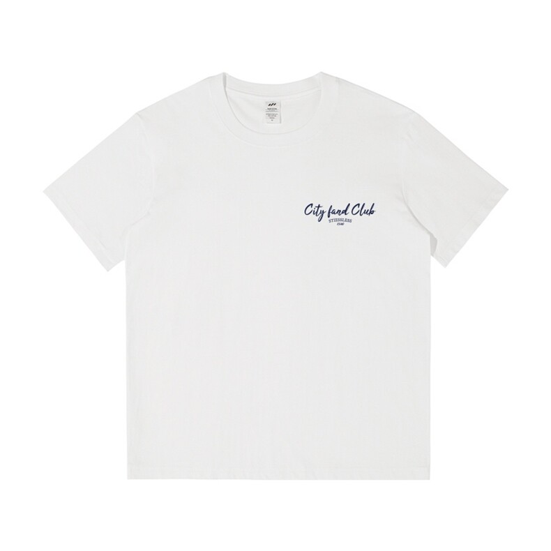 英文印花230G重磅纯棉白色短袖t恤男士潮牌潮流夏季宽松长袖体恤,男装T恤,电商A110