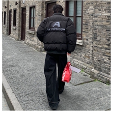 美式复古字母刺绣加厚棉服冬季棉衣男宽松情侣立领棉外套潮牌p108，男装棉衣，电商C307