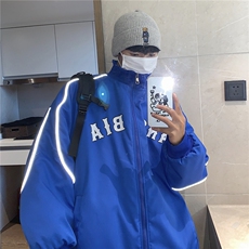 港风新品反光宽松男士棉衣韩版百搭情侣棉服冬装外套G1030P118，男装棉衣，电商A339