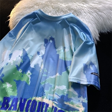 T恤潮流圆领男港风印花2026夏季新款短袖时尚B299-X5167-P30-控49，男装T恤，电商A061-1
