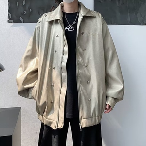 刺绣情侣夹克春秋季美式复古机车服外套男潮牌宽松设计感上衣图片