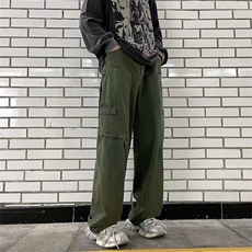 美式复古水洗阔腿辣妹工装伐木裤男女潮牌直筒宽松休闲裤子P56，男装休闲裤，四季星座218-1