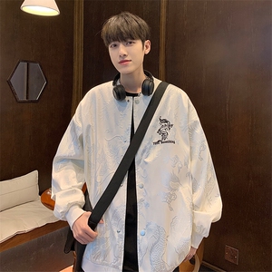 2026 春季新款 港风外景大码立领棒球服夹克M-5X HJ24186-特P60,男装夹克,电商A022