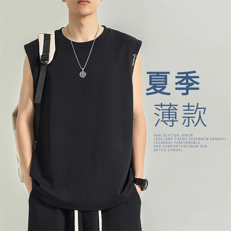 夏季男士薄款运动冰丝速干健身宽松砍袖TT388-特批-34图片