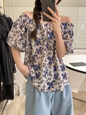 夏季新款花色拉肩小衫推荐，其它，唇蔻