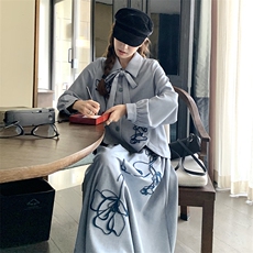 【含买家秀】2025新中式刺绣上衣半身裙套装2C372-9030-P165控228，女装短外套，2C372