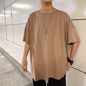 港风夏装拼接上衣 潮流短袖T恤 男宽松日系 T/图片