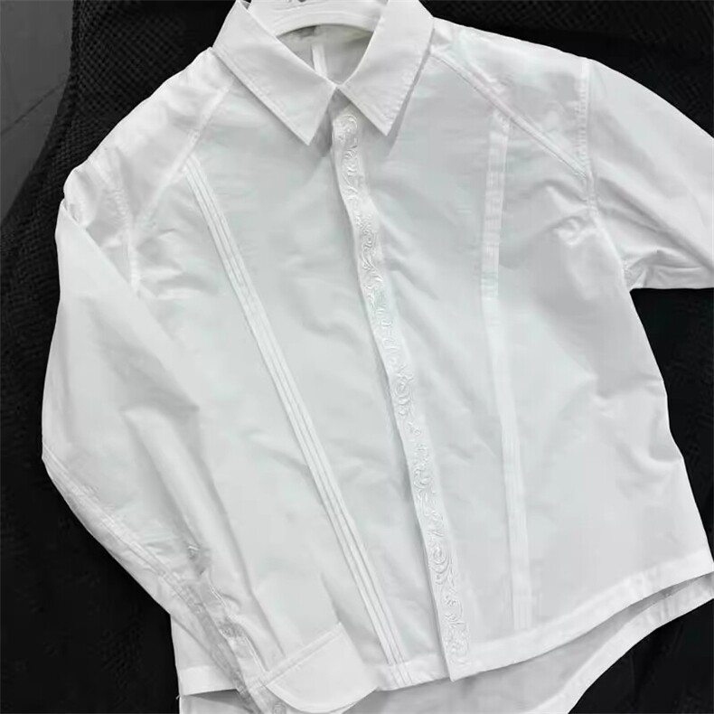 永生花刺绣宽松长袖衬衫版型超赞D328-C9919-P65,男装衬衫,电商D328