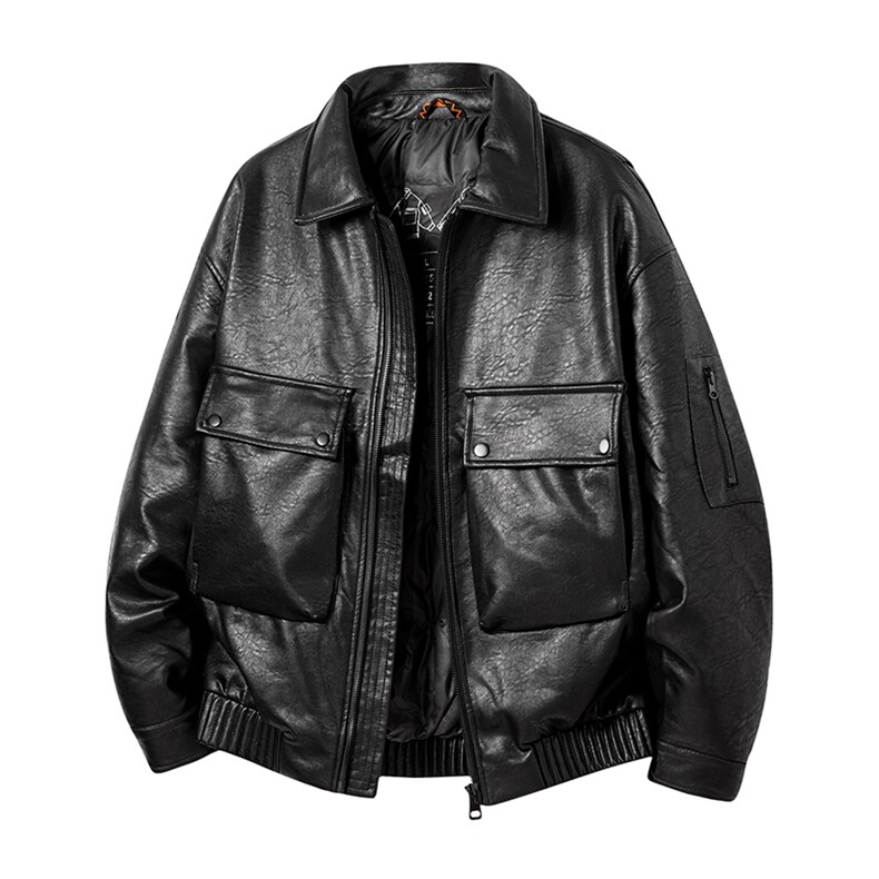高定纳帕纹90鸭绒加厚皮衣羽绒服男士2025冬季新款羽绒外套,男装皮衣,星座914