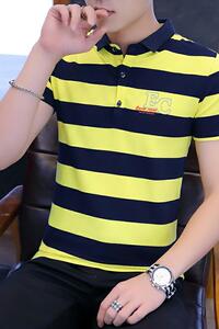 8013夏季男士短袖T恤修身纯棉半袖V领polo衫青少年潮流男图片