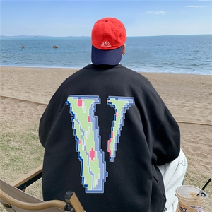 秋季宽松大码港风像素v印花圆领卫衣WY118-特p28（抖音不可售）图片