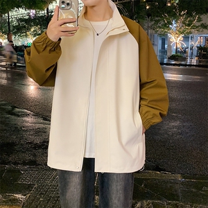 港风秋季新款宽松夹克男撞色立领上衣外套MYJ24-7864-P58图片