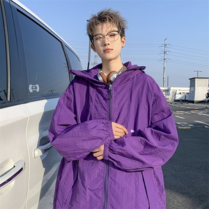 港风大码复古山系户外薄款男女连帽防晒服 XZ213-JKFS01-P55控78图片