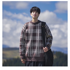 B299-M839格子针织慵懒日系港风毛衣P58X88（大货已入仓），男装针织衫/毛衣，电商B299-1