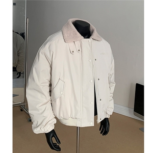 假模 美式复古羊羔毛翻领棉服飞行夹克棉衣加厚外套男 H1031 P128图片