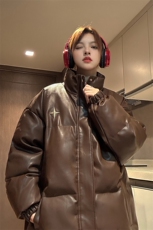 中性风PU皮棉衣情侣装男装立领棉衣宽松棉服冬装外套G1071P128，男装棉衣，电商A339